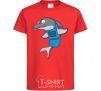 Kids T-shirt A dolphin in an apron red фото
