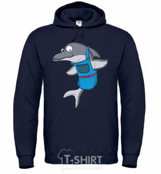 Men`s hoodie A dolphin in an apron navy-blue фото