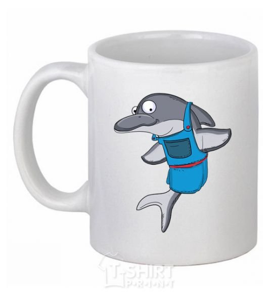 Ceramic mug A dolphin in an apron White фото
