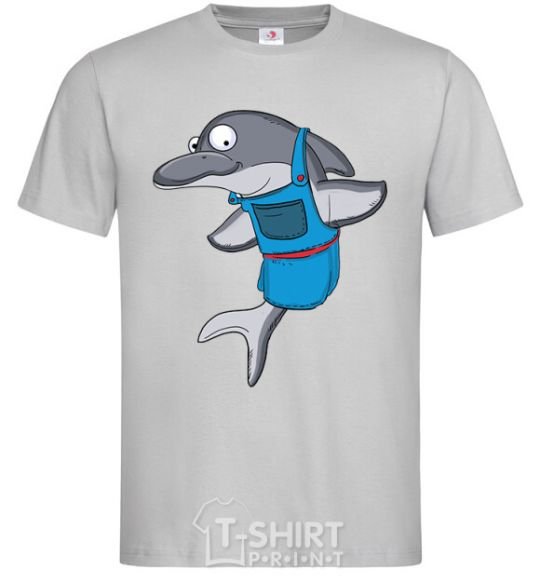Men's T-Shirt A dolphin in an apron grey фото