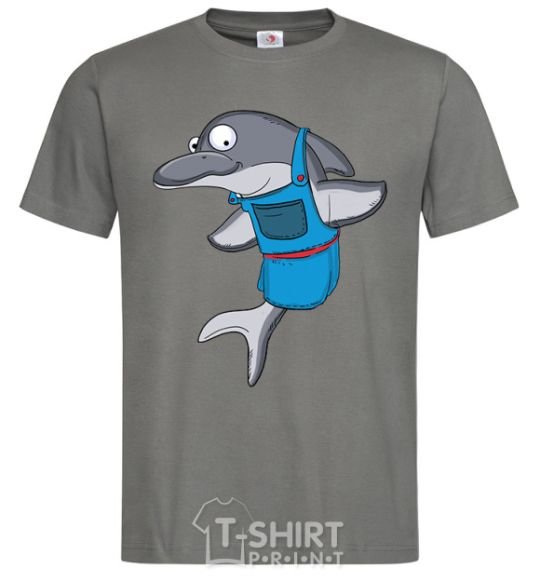 Men's T-Shirt A dolphin in an apron dark-grey фото