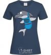 Women's T-shirt A dolphin in an apron navy-blue фото