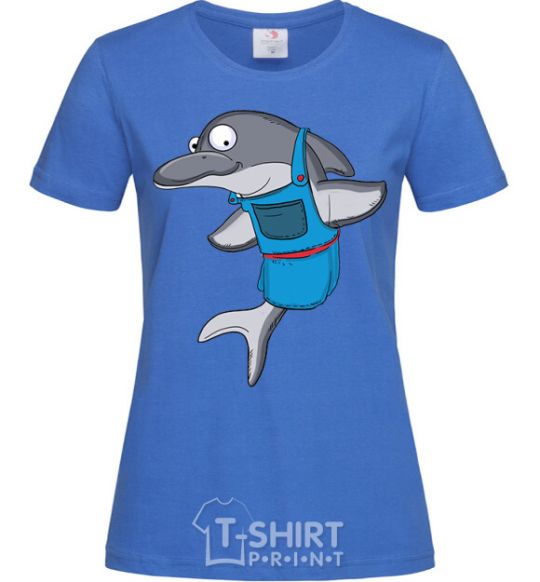 Women's T-shirt A dolphin in an apron royal-blue фото