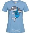 Women's T-shirt A dolphin in an apron sky-blue фото