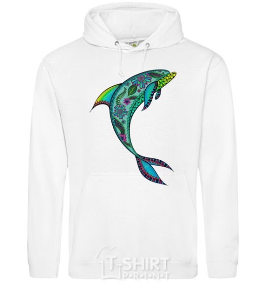 Men`s hoodie Dolphin illustration White фото