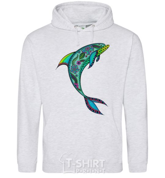 Men`s hoodie Dolphin illustration sport-grey фото