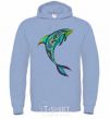 Men`s hoodie Dolphin illustration sky-blue фото