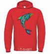 Men`s hoodie Dolphin illustration bright-red фото