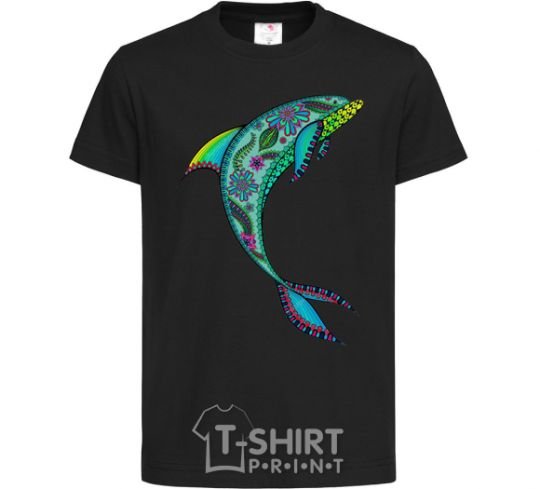 Детская футболка Дельфин иллюстрация Черный фото