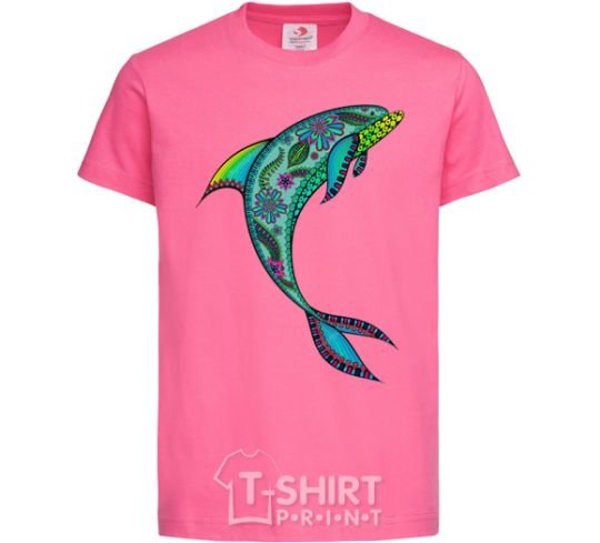 Детская футболка Дельфин иллюстрация Ярко-розовый фото