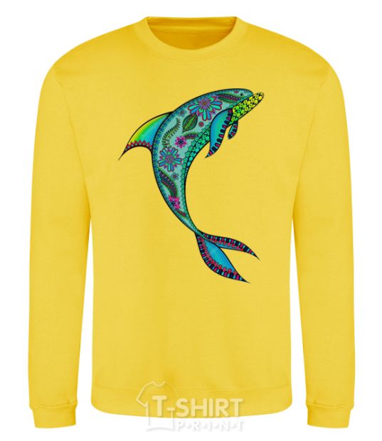 Sweatshirt Dolphin illustration yellow фото