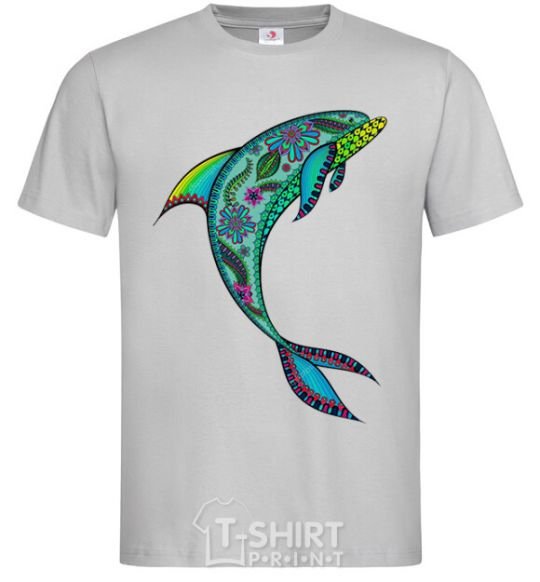 Men's T-Shirt Dolphin illustration grey фото