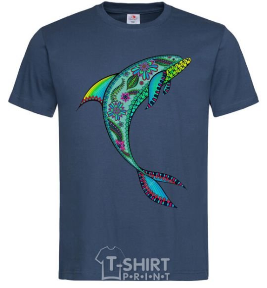 Men's T-Shirt Dolphin illustration navy-blue фото