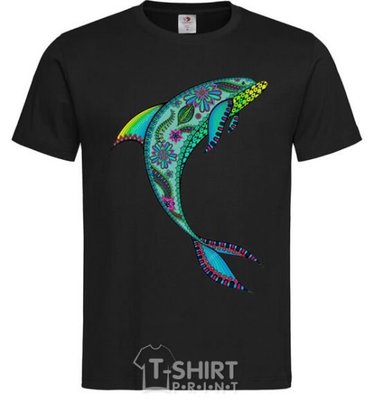 Men's T-Shirt Dolphin illustration black фото