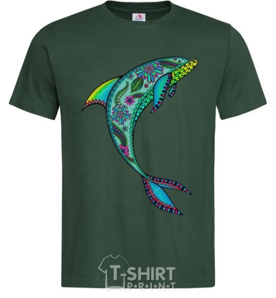 Men's T-Shirt Dolphin illustration bottle-green фото