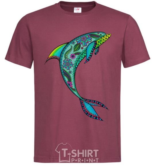 Men's T-Shirt Dolphin illustration burgundy фото