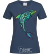 Women's T-shirt Dolphin illustration navy-blue фото