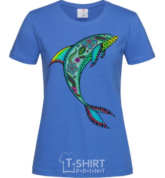 Women's T-shirt Dolphin illustration royal-blue фото