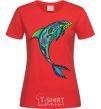 Women's T-shirt Dolphin illustration red фото