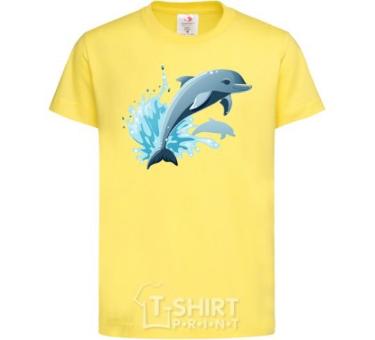 Kids T-shirt Dolphin leap cornsilk фото