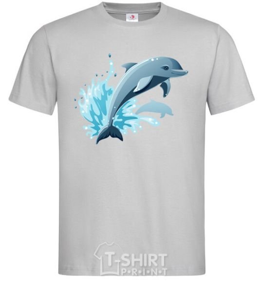 Men's T-Shirt Dolphin leap grey фото