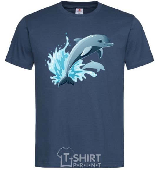 Men's T-Shirt Dolphin leap navy-blue фото