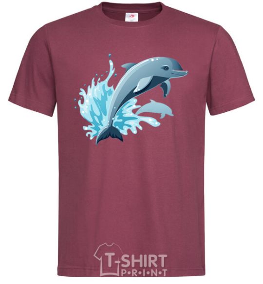 Men's T-Shirt Dolphin leap burgundy фото