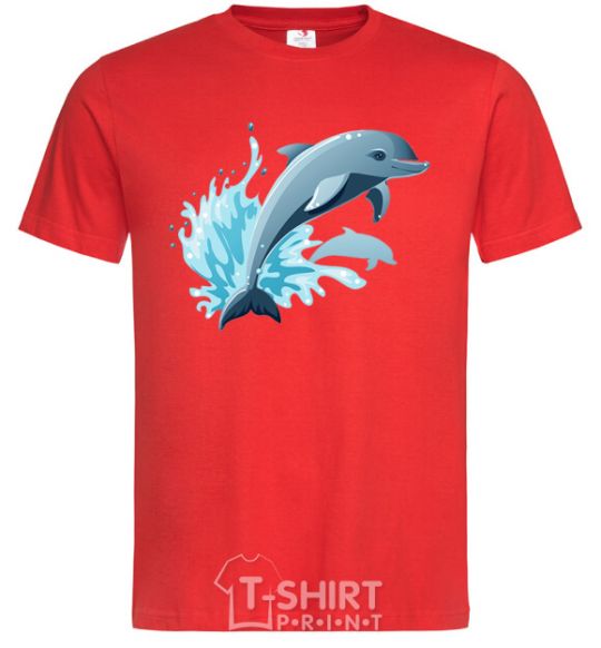 Men's T-Shirt Dolphin leap red фото