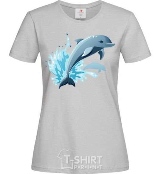 Женская футболка Прыжок дельфина Серый фото