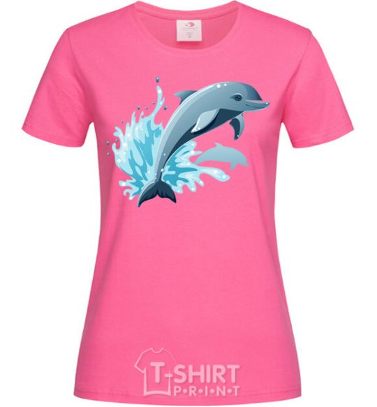 Женская футболка Прыжок дельфина Ярко-розовый фото