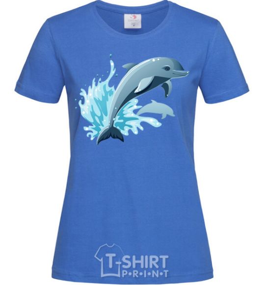 Женская футболка Прыжок дельфина Ярко-синий фото