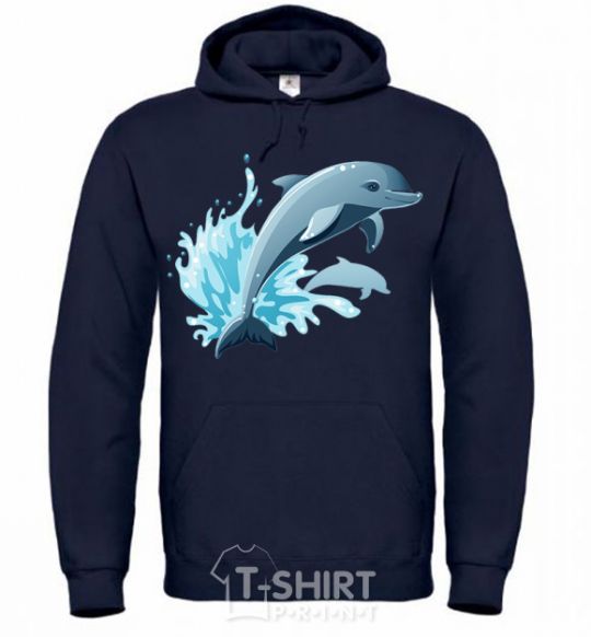 Men`s hoodie Dolphin leap navy-blue фото