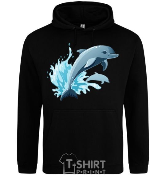 Men`s hoodie Dolphin leap black фото