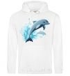 Men`s hoodie Dolphin leap White фото