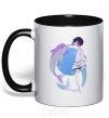 Mug with a colored handle Anime dolphin black фото