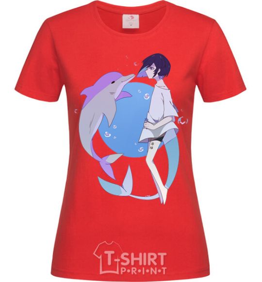 Женская футболка Anime dolphin Красный фото