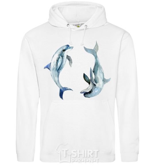 Men`s hoodie Pastel dolphins White фото