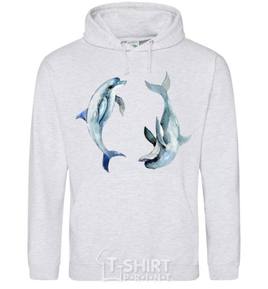 Men`s hoodie Pastel dolphins sport-grey фото