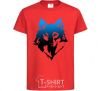 Kids T-shirt Blue wolf red фото