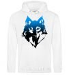 Men`s hoodie Blue wolf White фото