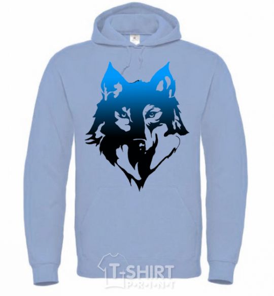 Men`s hoodie Blue wolf sky-blue фото