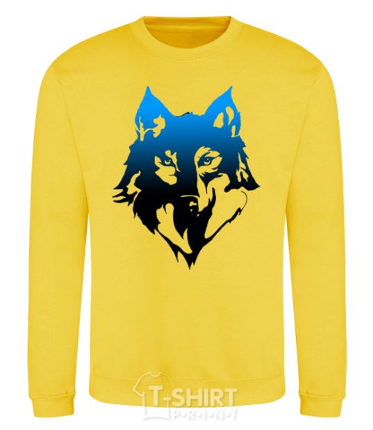 Sweatshirt Blue wolf yellow фото