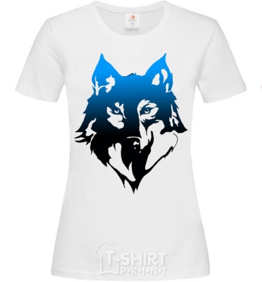 Women's T-shirt Blue wolf White фото