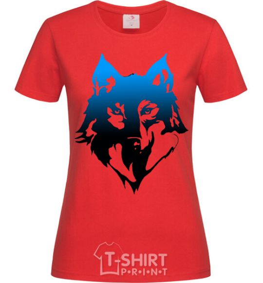 Женская футболка Синий волк Красный фото