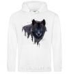 Men`s hoodie Wolf in the wood White фото