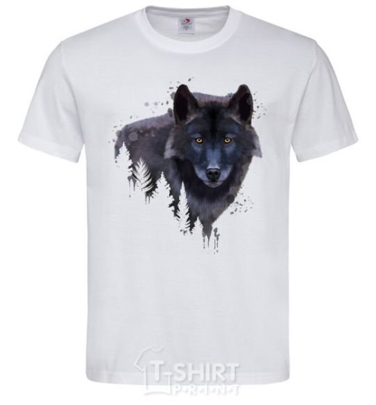 Men's T-Shirt Wolf in the wood White фото