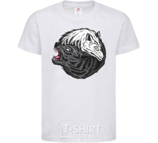 Kids T-shirt Two wolves White фото