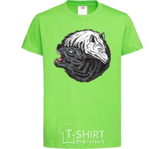 Kids T-shirt Two wolves orchid-green фото