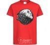 Kids T-shirt Two wolves red фото