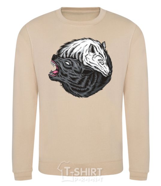 Sweatshirt Two wolves sand фото